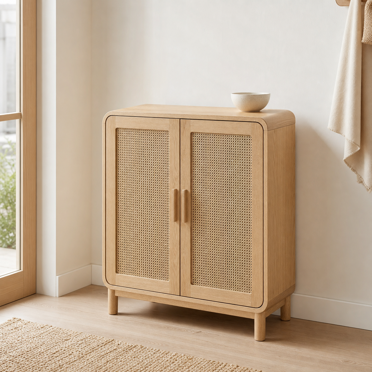 라탄 내추럴 수납장 2DOOR